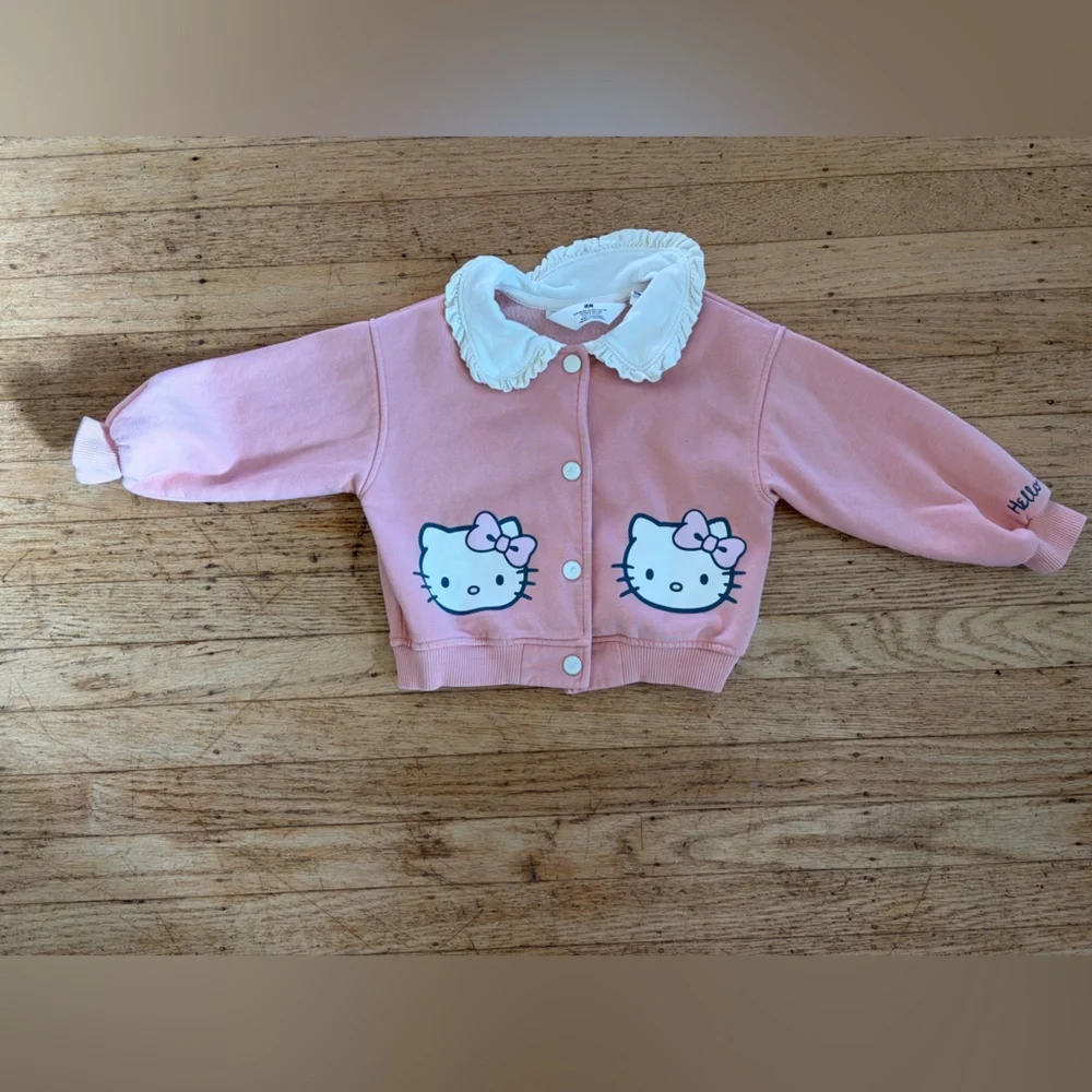 Hello kitty Peter Pan collar ruffle cardigan jacket pink size 3/4 H&M